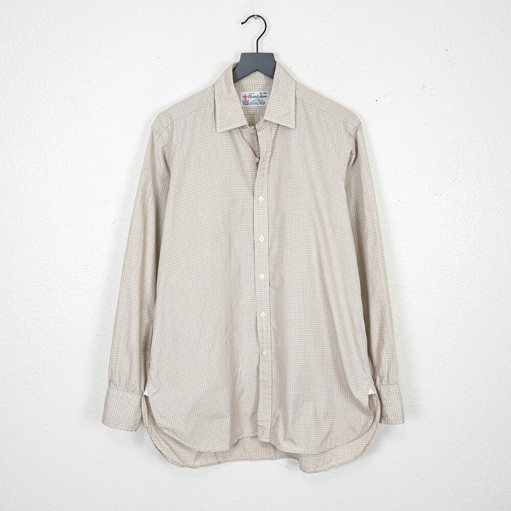 Turnbull & Asser Cotton Tan micro check Dress shirt size 16 1/2 - Picture 2 of 11